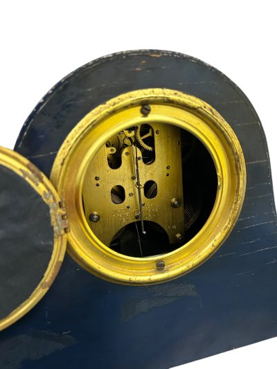 Fantastic Ansonia Coalport Blue Chinoiserie Hat Shaped Mantel Clock - Image 8