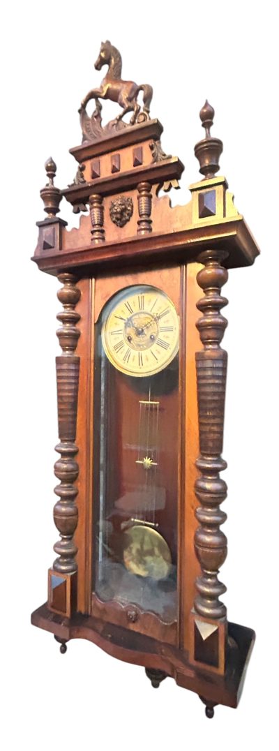 Fabulous Carved Walnut case Vienna regulator Wall clock – ca1900 - Image 13