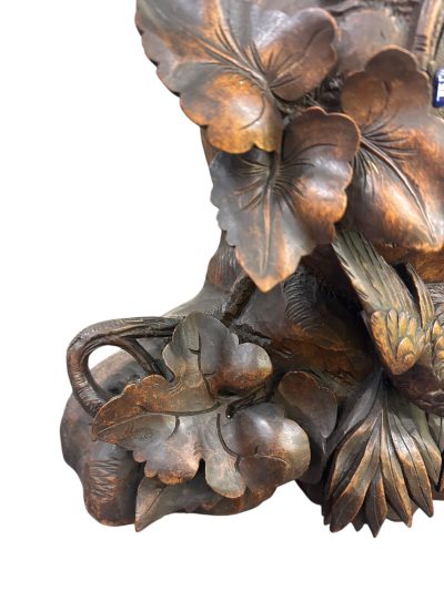 Exquisite carved Bird Black Forest Mantel Clock – ca1900 - Image 12