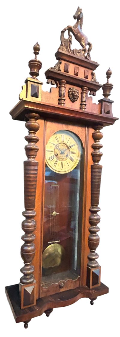 Fabulous Carved Walnut case Vienna regulator Wall clock – ca1900 - Image 17