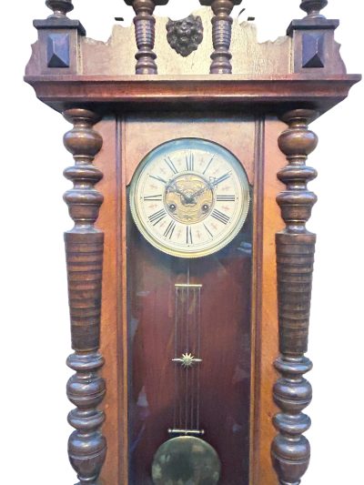 Fabulous Carved Walnut case Vienna regulator Wall clock – ca1900 - Image 15