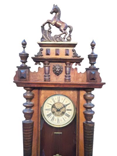 Fabulous Carved Walnut case Vienna regulator Wall clock – ca1900 - Image 16