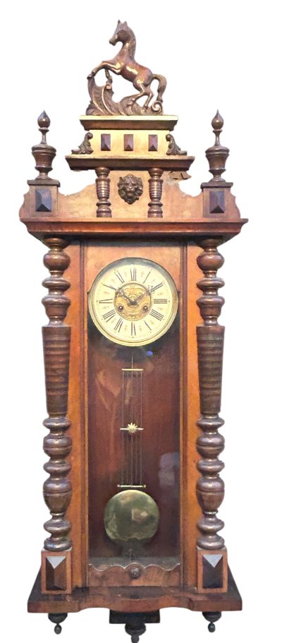Fabulous Carved Walnut case Vienna regulator Wall clock – ca1900 - Image 11