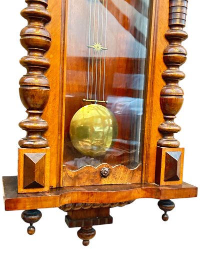 Fabulous Carved Walnut case Vienna regulator Wall clock – ca1900 - Image 8