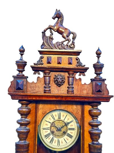 Fabulous Carved Walnut case Vienna regulator Wall clock – ca1900 - Image 12