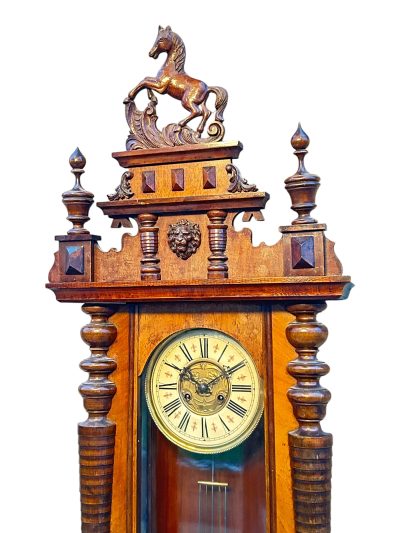 Fabulous Carved Walnut case Vienna regulator Wall clock – ca1900 - Image 9