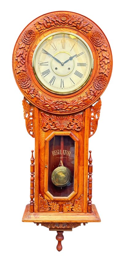 Wonderful American Ansonia Regulator Wall clock – ca1890 - Image 12