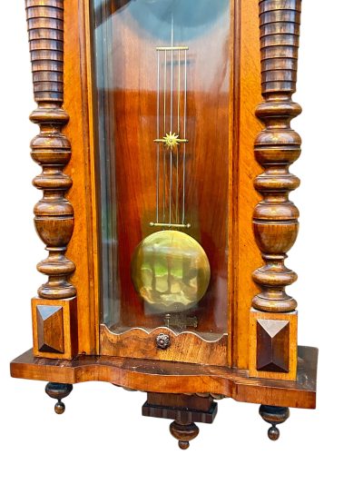 Fabulous Carved Walnut case Vienna regulator Wall clock – ca1900 - Image 10