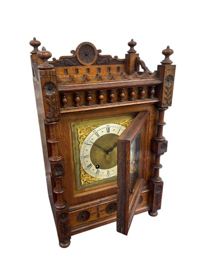 Lovely Arts & Crafts Oak Mantel Clock – ca 1900 - Image 9