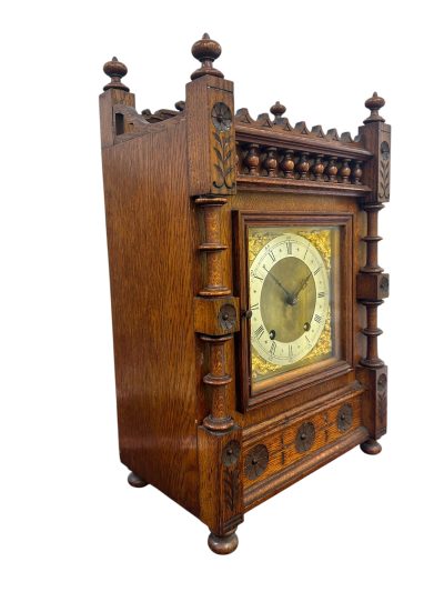 Lovely Arts & Crafts Oak Mantel Clock – ca 1900 - Image 11