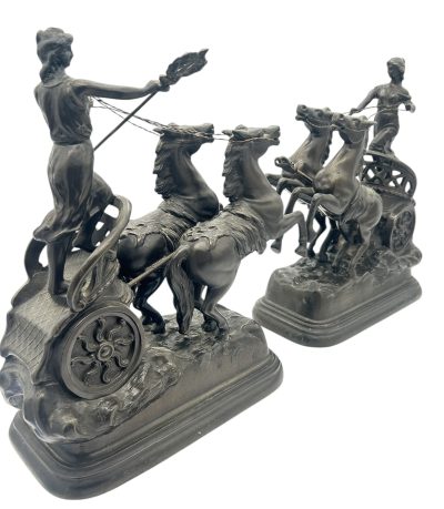 Wonderful Roman Chariots Figural Clock Garnitures – ca 1905 - Image 10