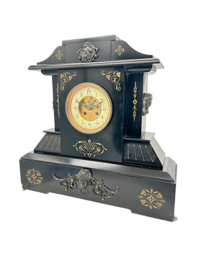 Fine Large Antique Slate 8-Day Mantel Clock -  Ca1890 - Image 14