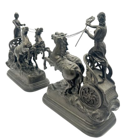 Wonderful Roman Chariots Figural Clock Garnitures – ca 1905 - Image 8