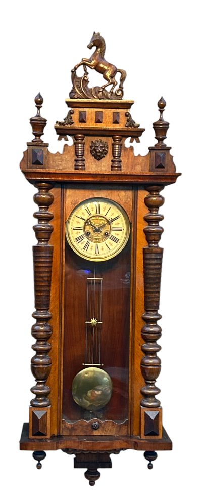 Fabulous Carved Walnut case Vienna regulator Wall clock – ca1900 - Image 7