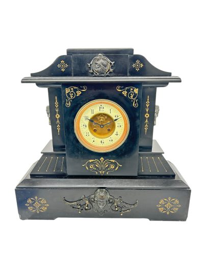 Fine Large Antique Slate 8-Day Mantel Clock -  Ca1890 - Image 11