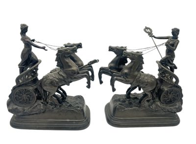 Wonderful Roman Chariots Figural Clock Garnitures – ca 1905 - Image 3