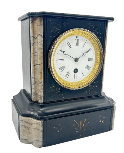 Lovely Timepiece Slate & marble Mantel Clock – ca1870 - Image 6