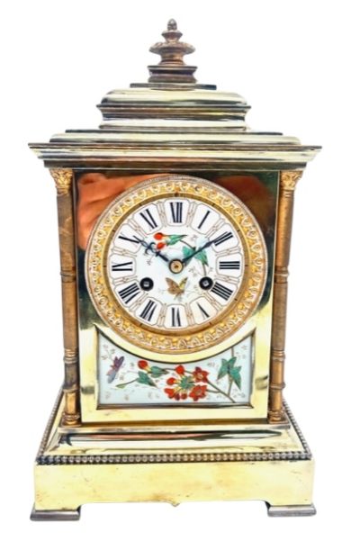 Antique French Gong Striking 8-Day Mantel Clock - Sevres Panels C1870 - Serviced June 2024 - Image 2