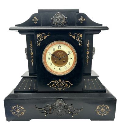 Fine Large Antique Slate 8-Day Mantel Clock -  Ca1890