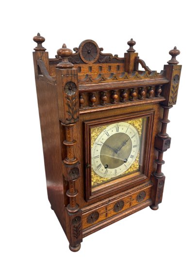 Lovely Arts & Crafts Oak Mantel Clock – ca 1900 - Image 10