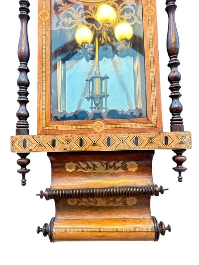 Fantastic Antique Marquetry Case Drop Dial Wall clock – ca1900 - Image 14