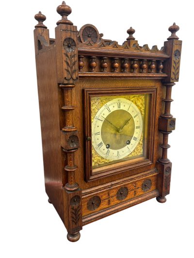 Lovely Arts & Crafts Oak Mantel Clock – ca 1900 - Image 8
