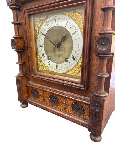 Lovely Arts & Crafts Oak Mantel Clock – ca 1900 - Image 2