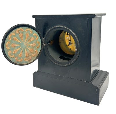 Incredible Large Antique Slate & Green Marble 8-Day Mantel Clock - C1880 - Image 17