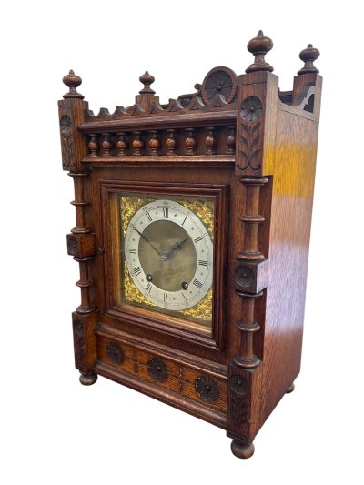 Lovely Arts & Crafts Oak Mantel Clock – ca 1900 - Image 3