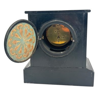 Incredible Large Antique Slate & Green Marble 8-Day Mantel Clock - C1880 - Image 12