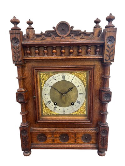 Lovely Arts & Crafts Oak Mantel Clock – ca 1900 - Image 4