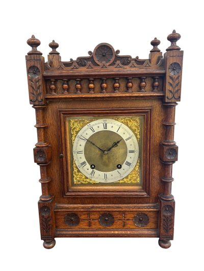 Lovely Arts & Crafts Oak Mantel Clock – ca 1900 - Image 5