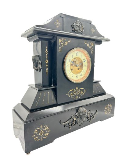 Fine Large Antique Slate 8-Day Mantel Clock -  Ca1890 - Image 2