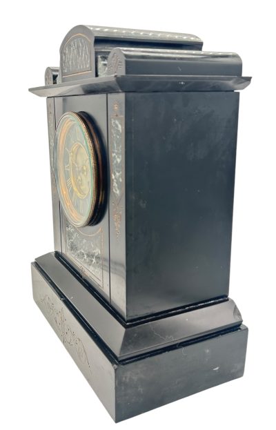 Incredible Large Antique Slate & Green Marble 8-Day Mantel Clock - C1880 - Image 8