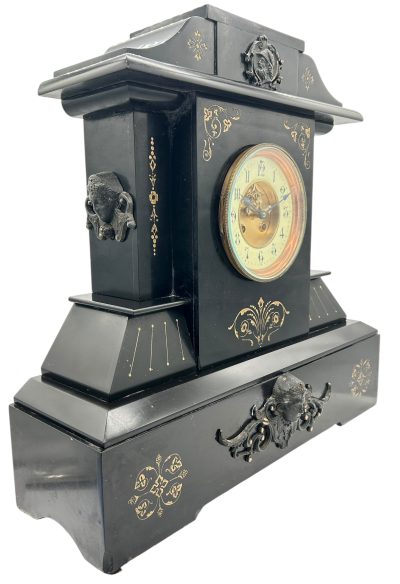 Fine Large Antique Slate 8-Day Mantel Clock -  Ca1890 - Image 4