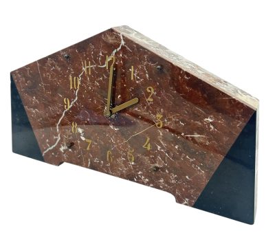 Fabulous French Art Deco Red & Black Marble Mantel Clock - Image 9