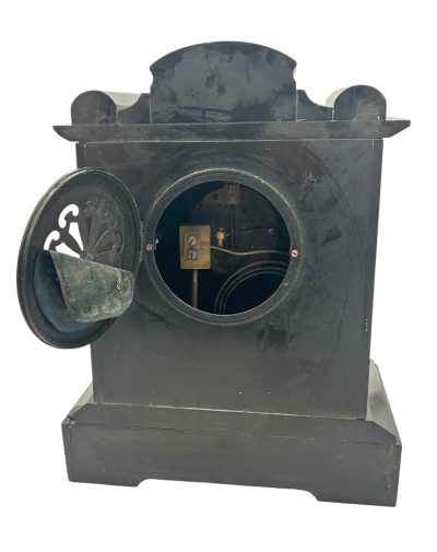 Incredible Large Antique Slate & Green Marble 8-Day Mantel Clock - C1880 - Image 6