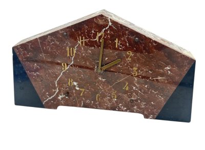 Fabulous French Art Deco Red & Black Marble Mantel Clock - Image 3