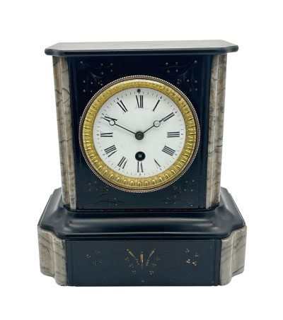 Lovely Timepiece Slate & marble Mantel Clock – ca1870 - Image 3