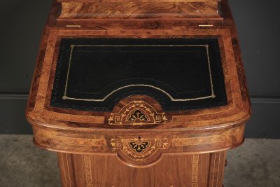 Victorian Walnut Marquetry Inlaid Davenport Desk - Image 4
