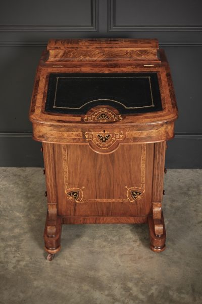 Victorian Walnut Marquetry Inlaid Davenport Desk - Image 5