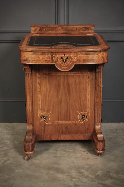 Victorian Walnut Marquetry Inlaid Davenport Desk - Image 6