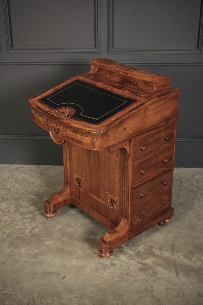 Victorian Walnut Marquetry Inlaid Davenport Desk - Image 13