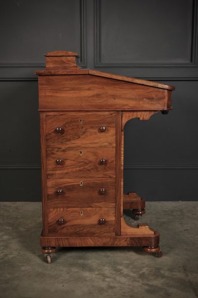 Victorian Walnut Marquetry Inlaid Davenport Desk - Image 18