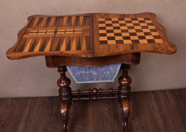 Victorian Walnut Games Table SAI1752 - Image 9