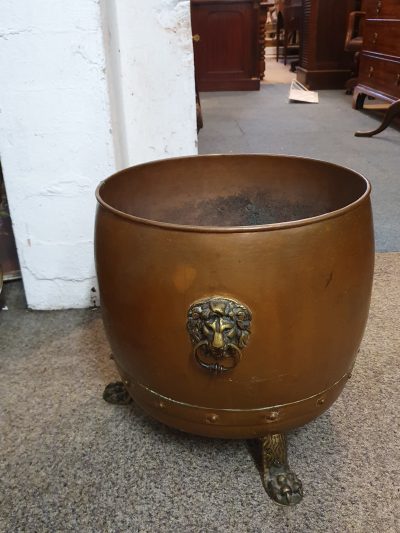 Antique Arts & Crafts Log Bin Jardiniere