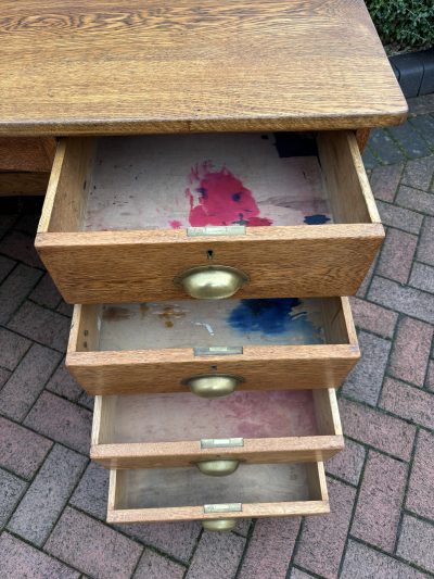 1930s Single Pedestal Oak Desk - Image 5