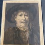 After Rembrandt self portrait drypoint etching etching Antique Art