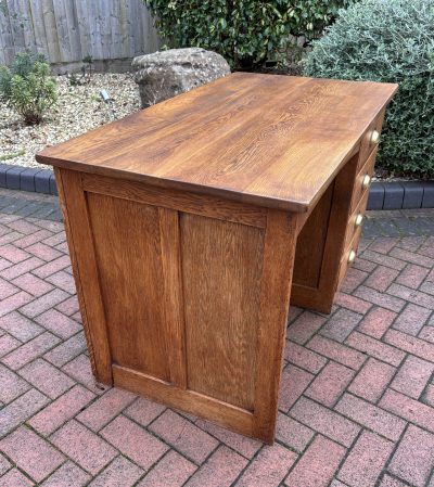 1930s Single Pedestal Oak Desk - Image 7