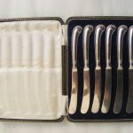 Exquisite Set 6 Pistol Grip Butter Knives Sterling Silver Sheffield 1924 original BOX Sterling Silver Antique Silver